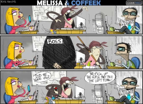 Melissa & Coffeek im Büro