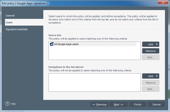 CodeTwo Email Signatures - Anwender-Auswahl