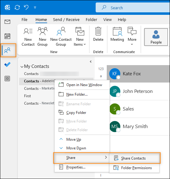 So teilen Sie Ihre Office 365-Kontakte mit anderen Benutzern