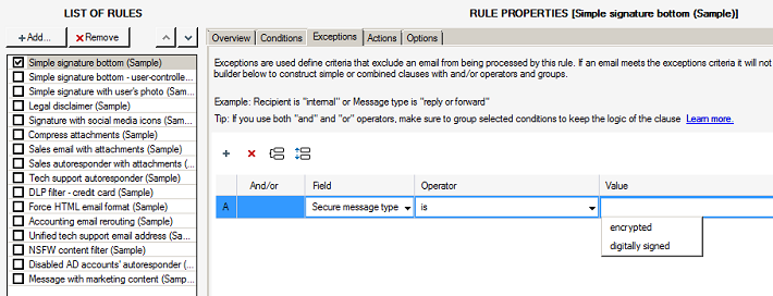 Secure-message-type-exception