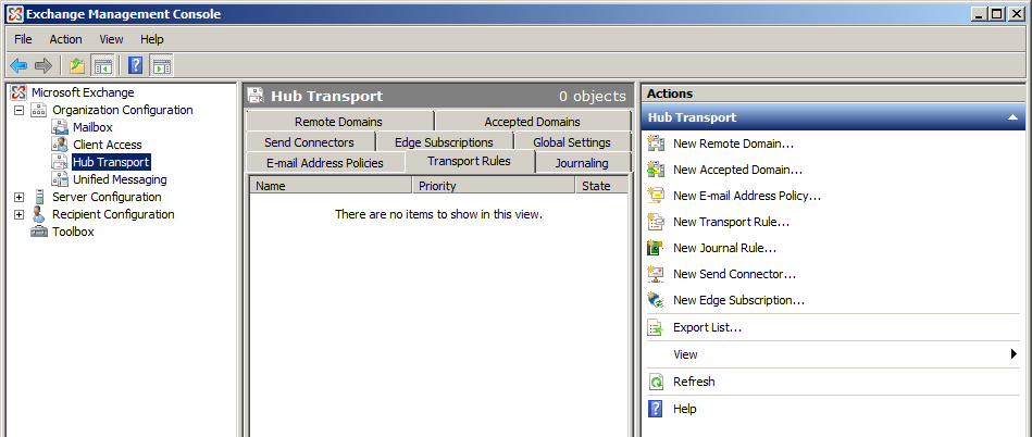 Exchange 2007 Management Console
