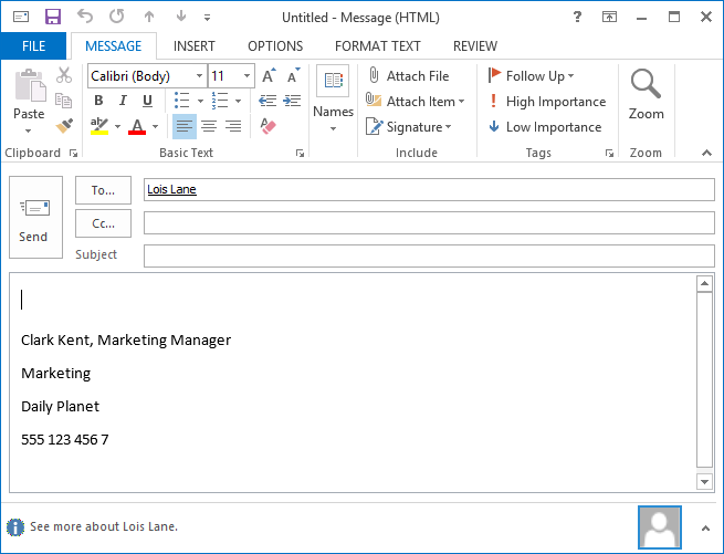 Outlook: Neue E-Mail mit geskripteter Signatur