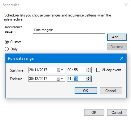 Scheduler custom time