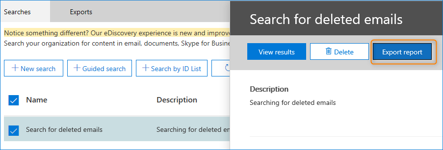 Suchbericht in eDiscovery exportieren