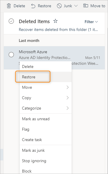 Gelöschte Elemente wiederherstellen - Microsoft 365