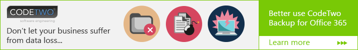 Back up Office 365 with CodeTwo Backup for Office 365