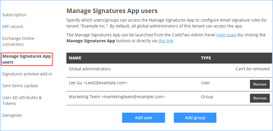 Manage Signatures App #3