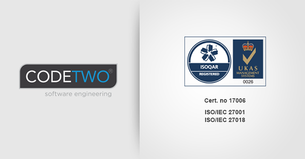 CodeTwo - ISO/IEC 27001 & ISO/IEC 27018 Zertifikat