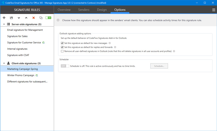 CodeTwo Signatures Add-in for Outlook einstellen
