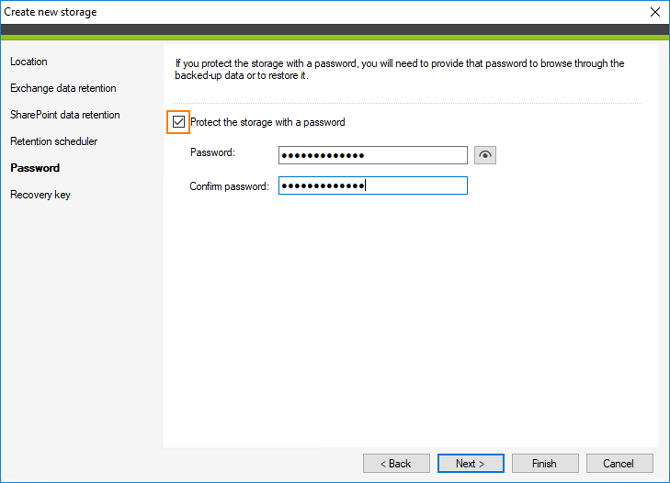 Backup: Speicherschutz mit Passwort 