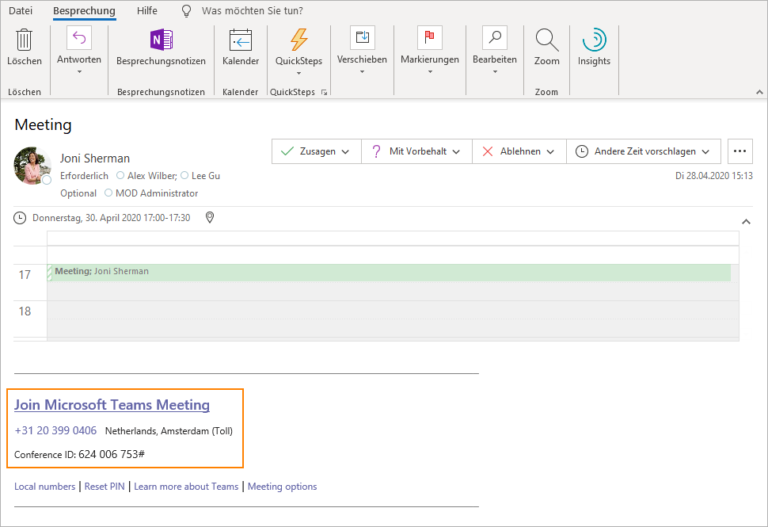 OutlookBesprechungen mit Microsoft FindTime planen