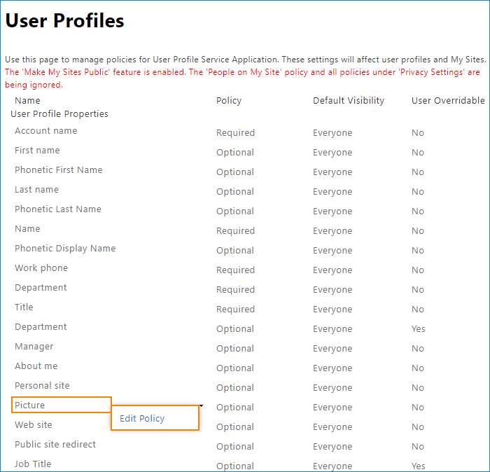SharePoint Online - User profiles