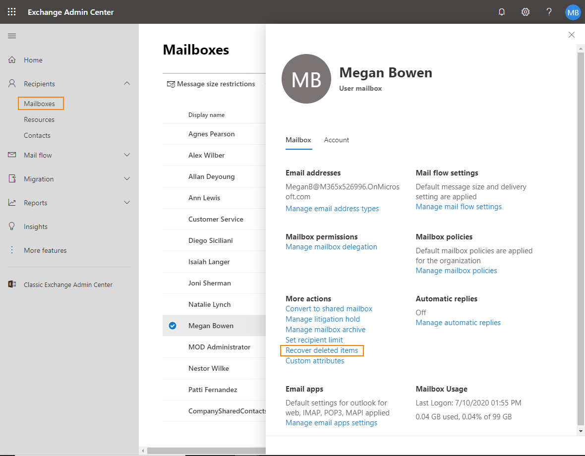Modern Exchange Admin Center