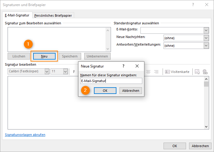 Outlook: Neue E-Mail-signatur erstellen