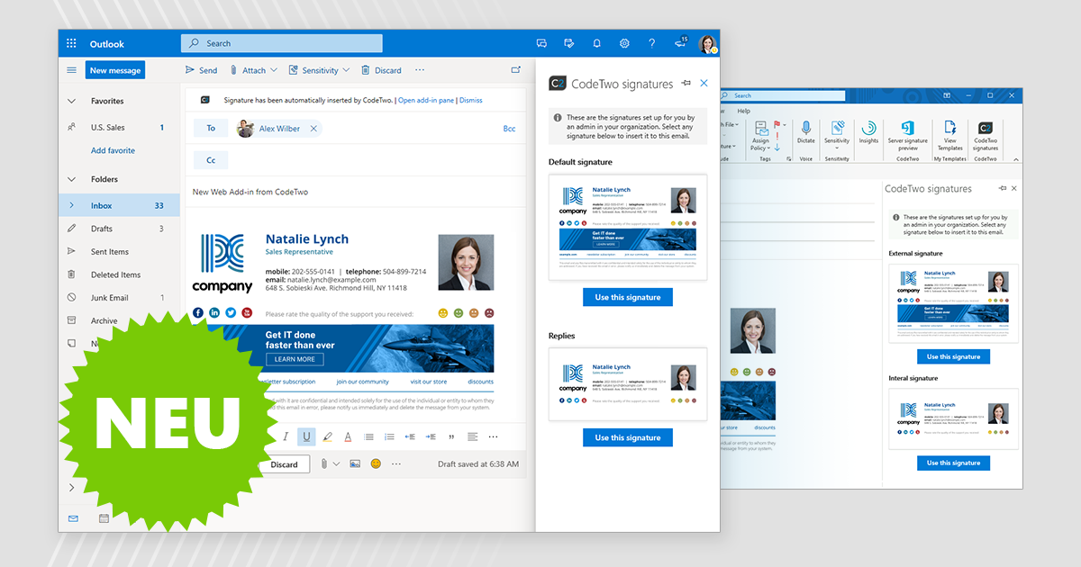 Welterstes Web-Add-In für Outlook-Signaturen von CodeTwo