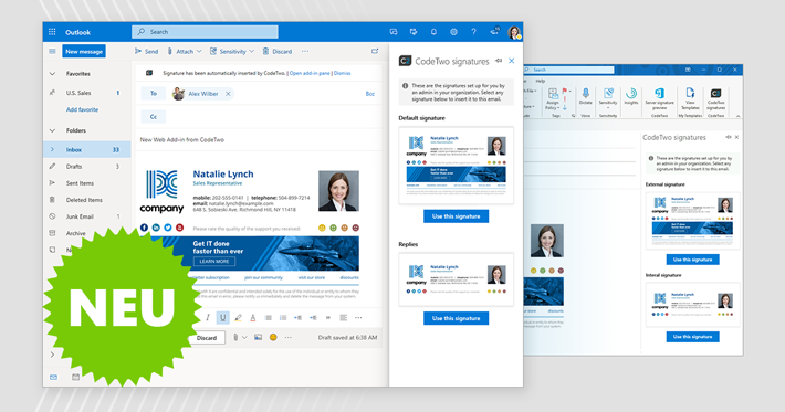 Das weltweit erste Web-Add-In für E-Mail-Signaturen für Outlook und Outlook im Web von CodeTwo