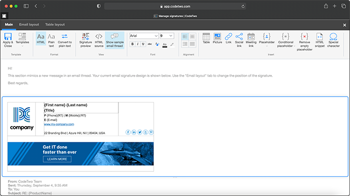 Neuer Signatureditor in CodeTwo Email Signatures for Office 365