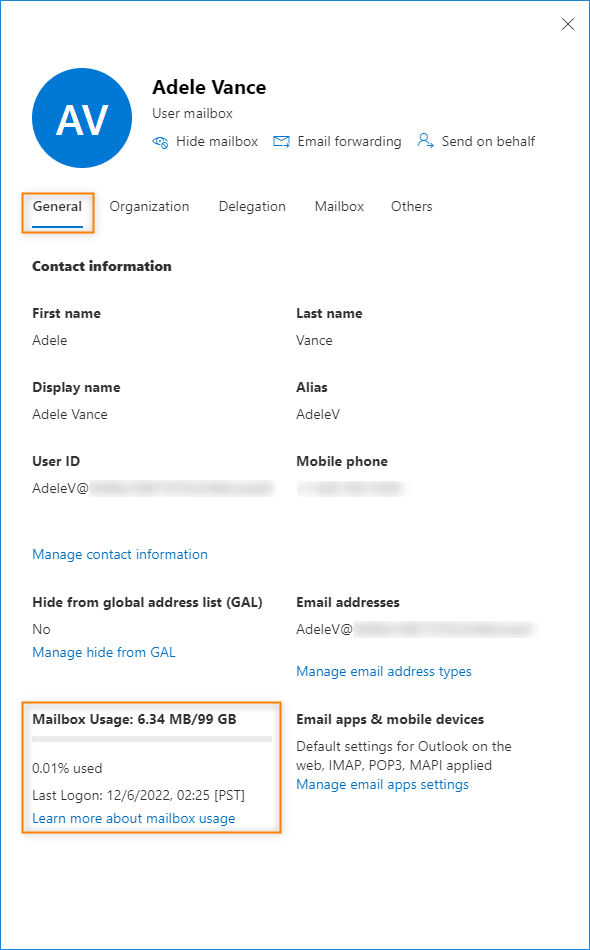 Postfachnutzung in Microsoft 365