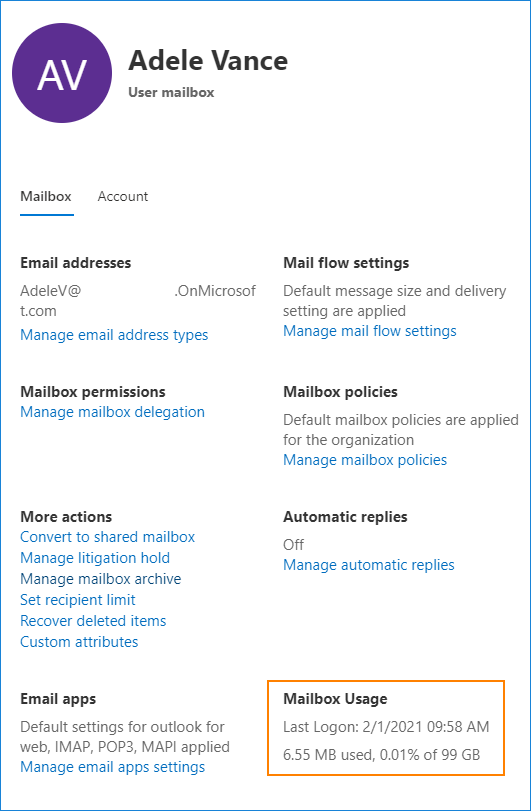 Postfachnutzung in Office 365