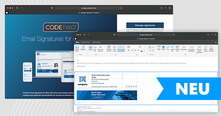 CodeTwo liefert webbasierte Signaturverwaltung und neuen HTML-Editor