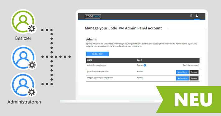 Neue Admin-Zugriffsrollen in CodeTwo Admin Panel
