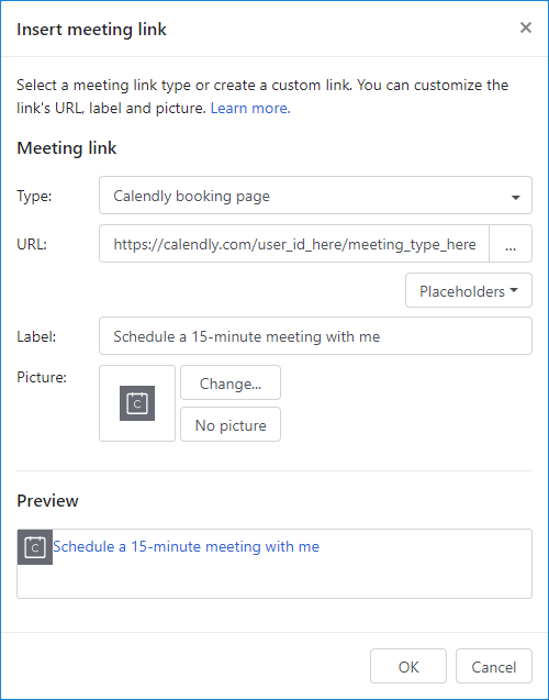 Online-Meetings in CodeTwo Email Signatures for Office 365 erstellen und planen - Calendly