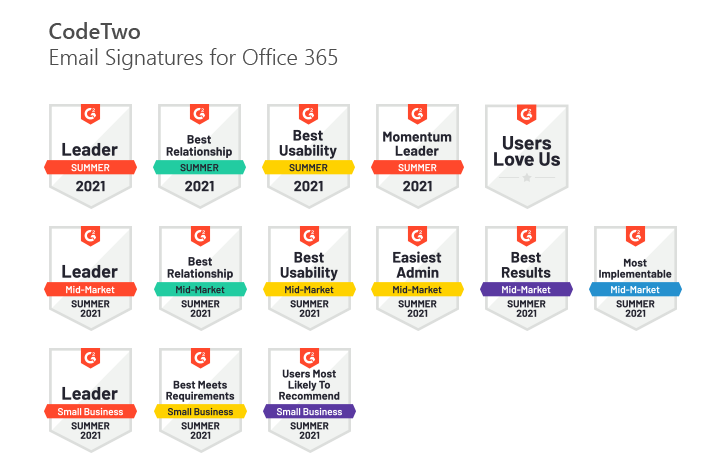 G2-Preise für CodeTwo Email Signatures for Office 365
