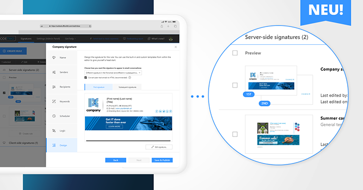 Brandneue Bedienoberfläche für die Signaturverwaltung in CodeTwo Email Signatures for Office 365
