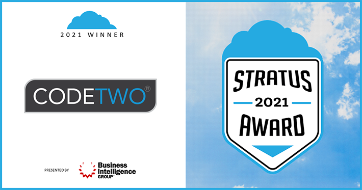 CodeTwo ausgezeichnet mit dem 2021 Stratus Award als beste Cloud Company