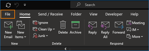 01 - Outlook-Menüband, File-Tab