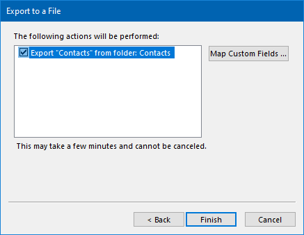 Export von Outlook-Kontakten in CSV abschließen
