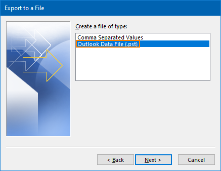 Outlook-Kontakte in PST exportieren