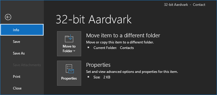 Outlook-Kontakt als vCard speichern