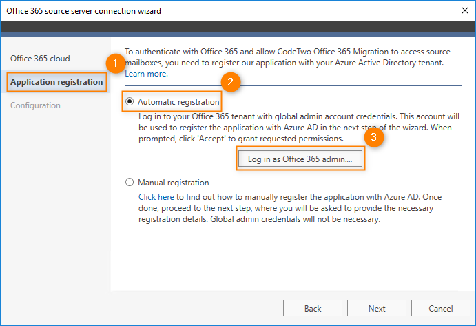 Application registration