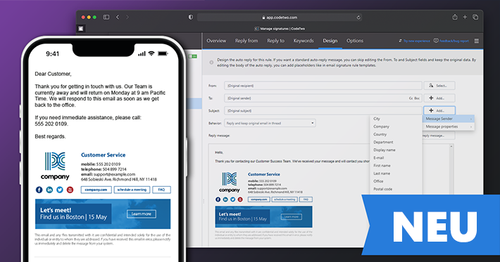 Autoresponder – eine brandneue Funktion in CodeTwo Email Signatures for Office 365