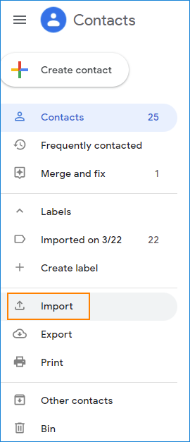 Importieren der Kontakt-CSV in Gmail