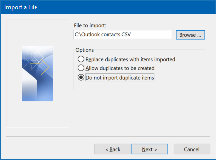 Outlook-Kontakte in Outlook importieren - Datei auswählen
