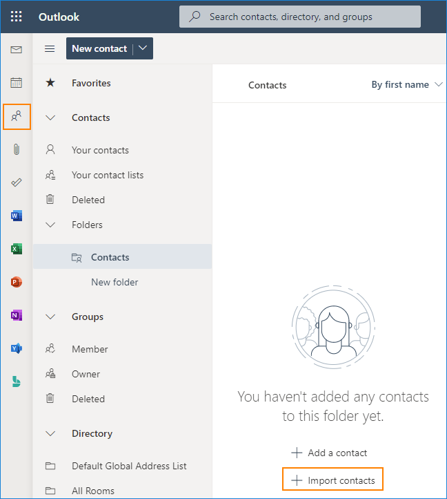 Importieren von Outlook-Kontakten in Outlook im Web
