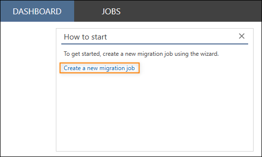 Erstellen eines neuen Migrationsjobs