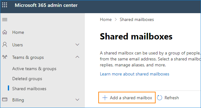 Erstellen eines freigegebenen Postfachs im M365 Admin Center