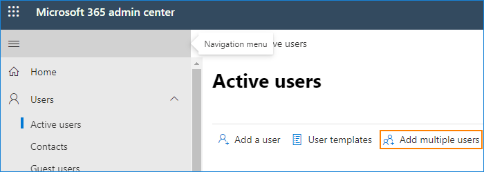 Aktive Benutzer im M365 Admin Center – Benutzer hinzufügen