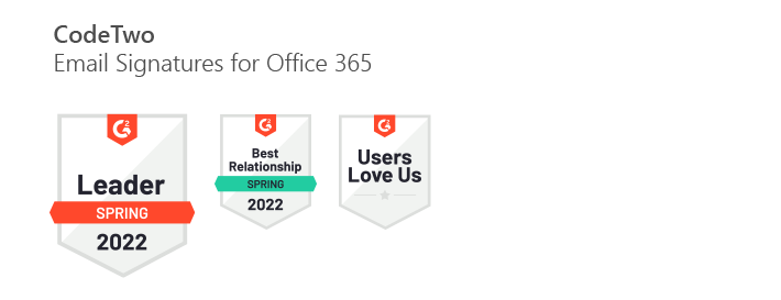 Auszeichnungen von CodeTwo Email Signatures for Office 365