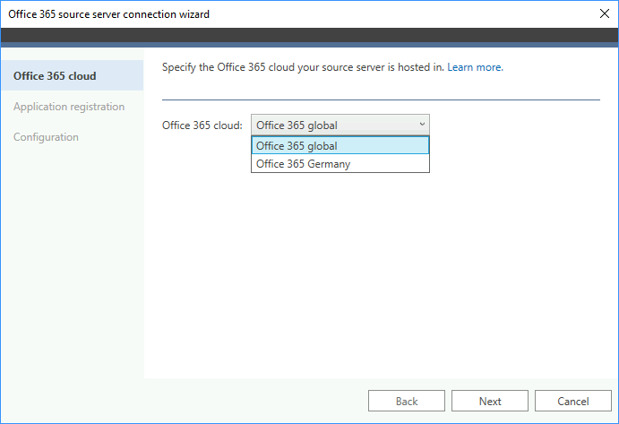 Verbindungsassistent für den Office 365-Quellserver
