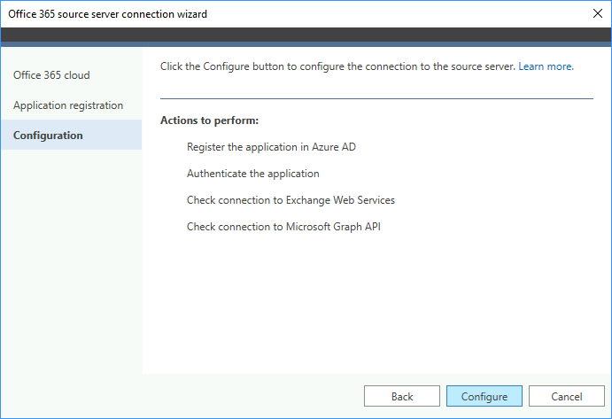 Konfigurieren der Quellserververbindung mit der Office 365-Organisation
