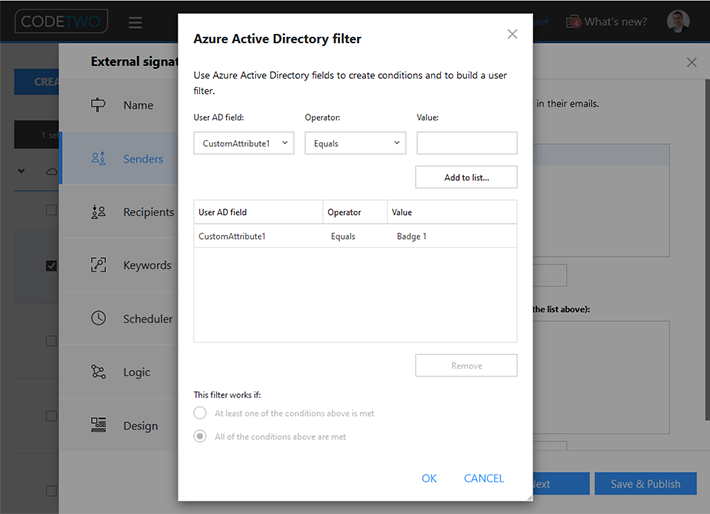 Der Azure AD-Filter unterstützt jetzt benutzerdefinierte Attribute
