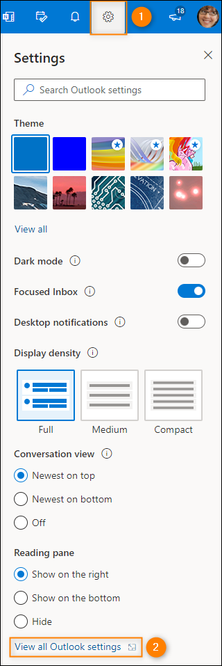 Alle Outlook-Einstellungen anzeigen
