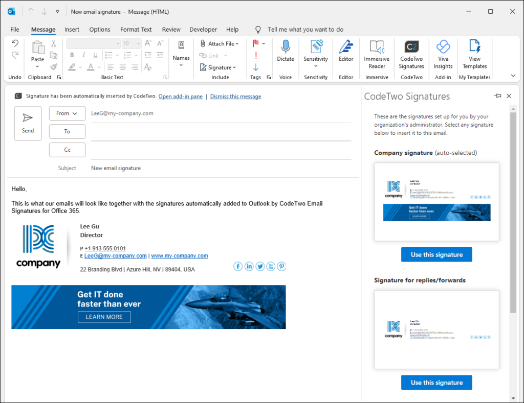 CodeTwo Signatures Web Add-in