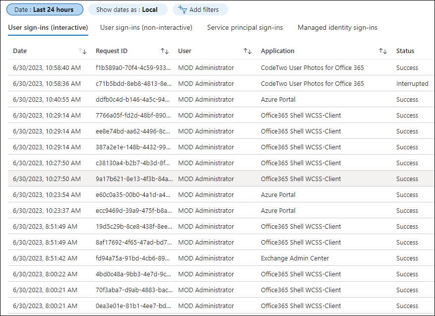 Anmeldeprotokolle im Azure-Portal