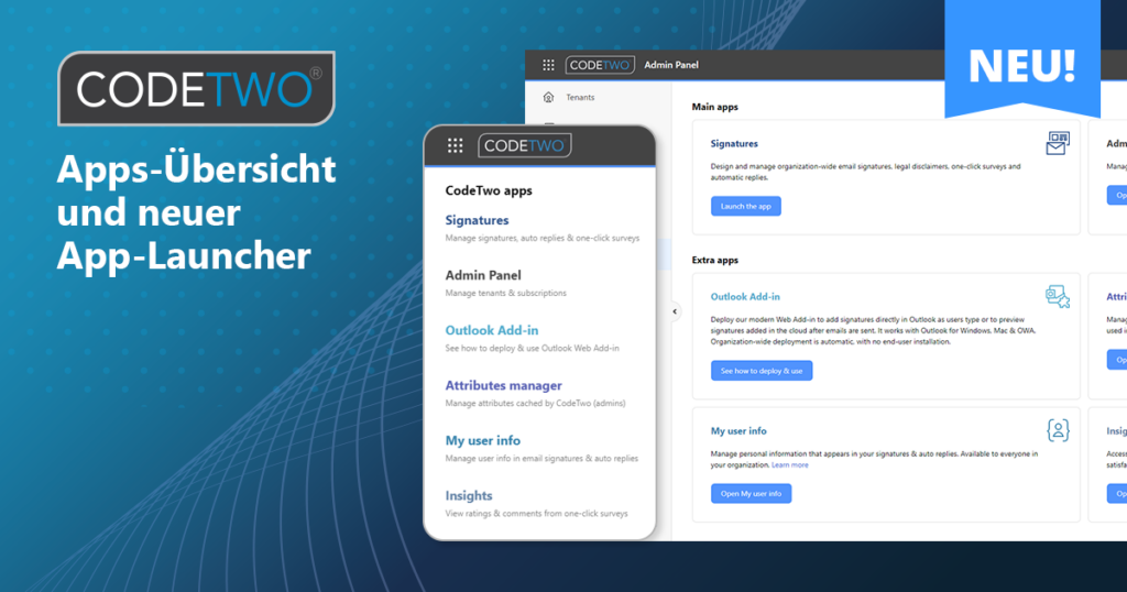 Mehr als nur E-Mail-Signaturen – neuer Launcher für die Cloud-Apps von CodeTwo