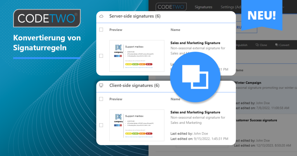 Automatische Konvertierung zwischen Cloud- und Outlook-Signaturregeln